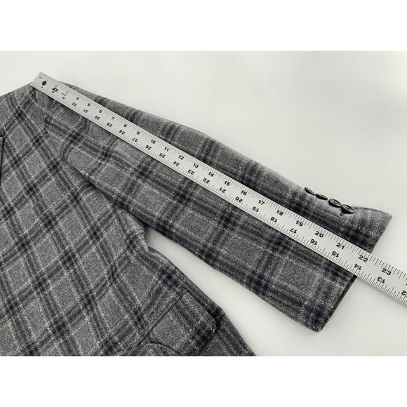 Holland & Sherry Blazer 44S Gray Plaid Wool Cashmere Func Cuffs 2B 2V YGI R4-73 - Picture 15 of 16
